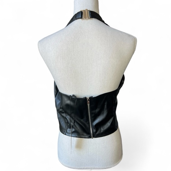 Fashion Nova Black Lace-Up Halter Top NWT whimsigoth biker sexy festival - Picture 5 of 8